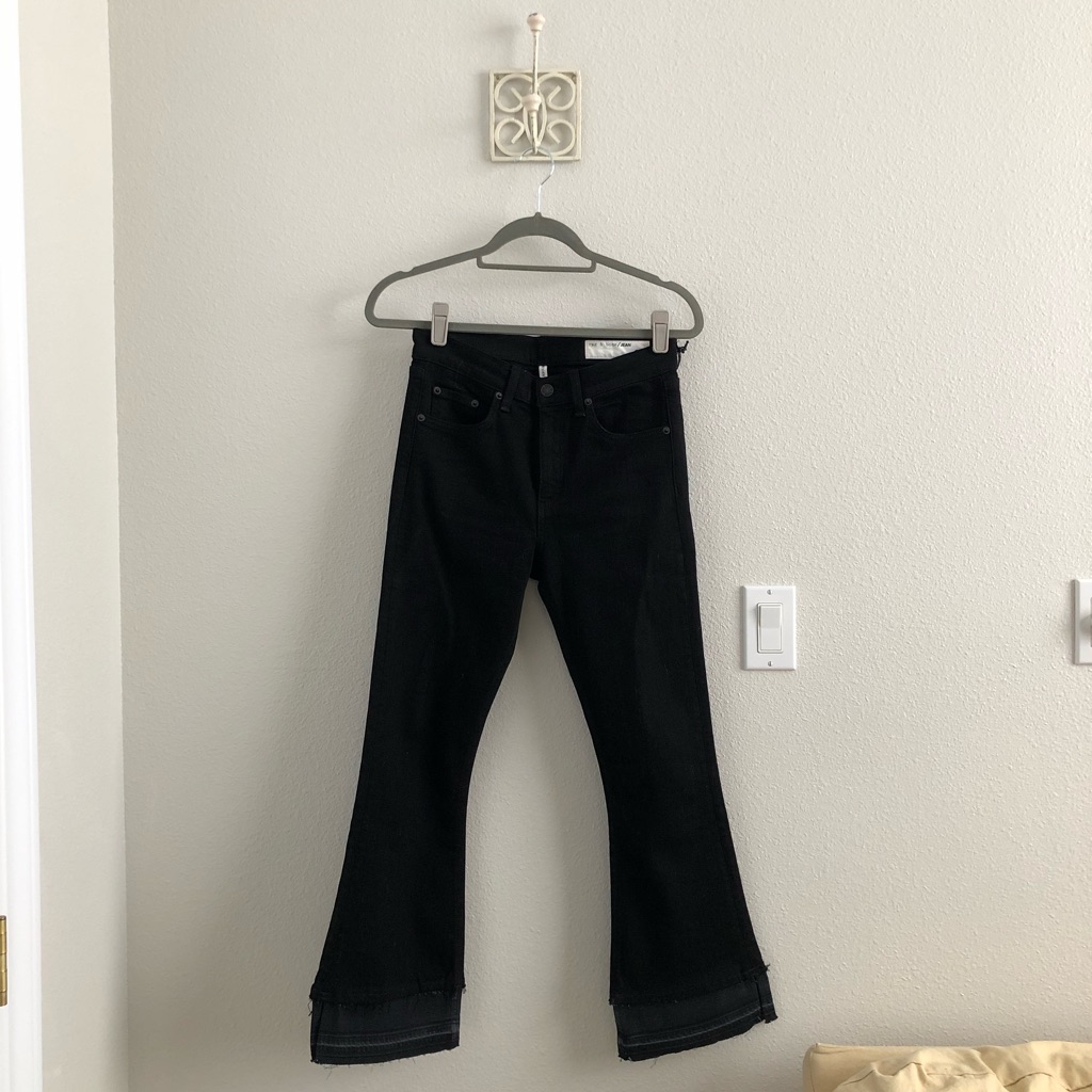 Black Rag & Bone Raw Edge Hem Crop